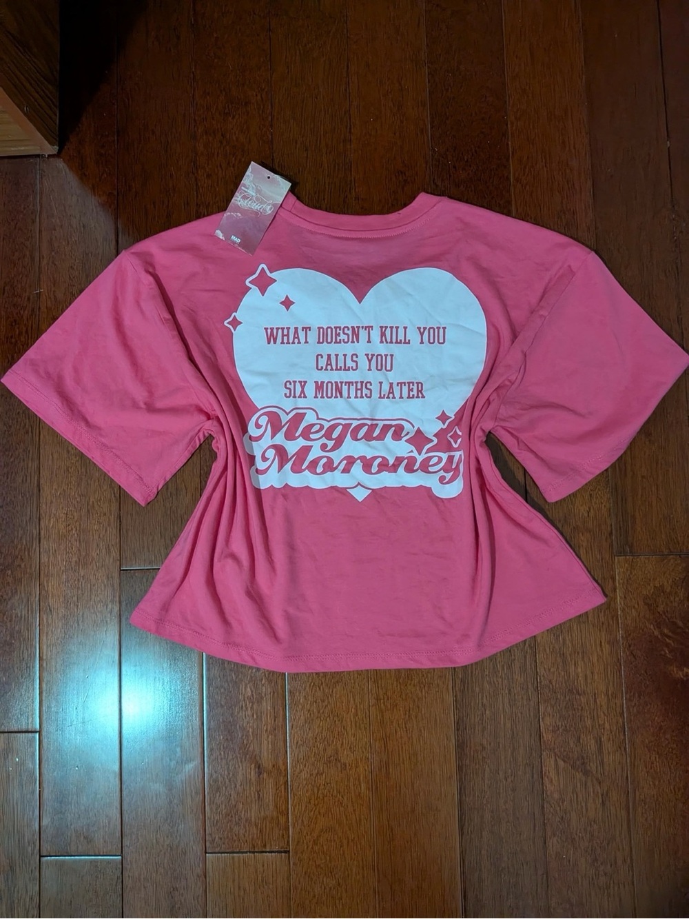 Megan Moroney Pink Pearl Graphic Cropped Tee Size M